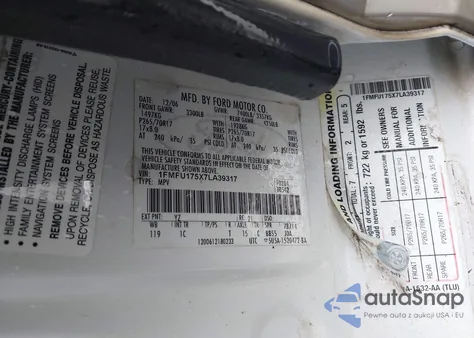 2007 Ford Expedition Eddie Bauer z USA, uszkodzony, nr VIN 1FMFU175X7LA39317